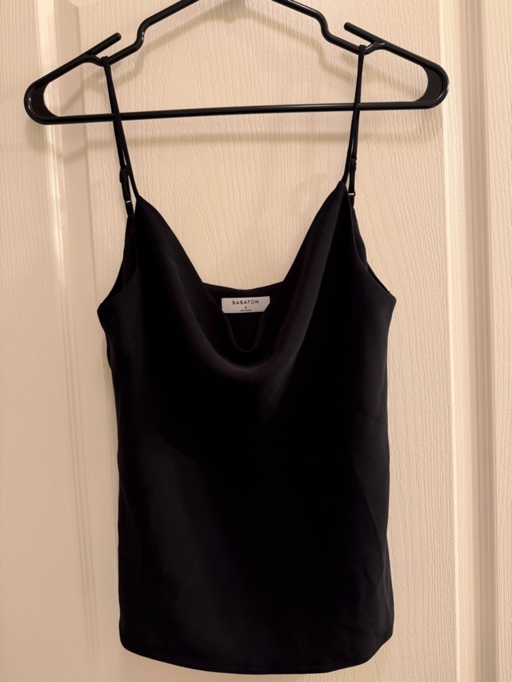 Babaton Black Cowl Neck Crepe-Feel Camisole